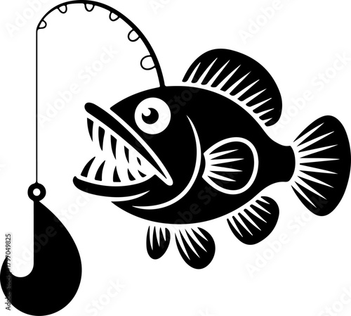 Angler fish silhouette vector illustration