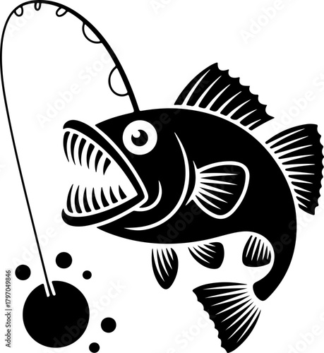 Angler fish silhouette vector illustration