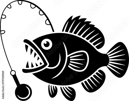 Angler fish silhouette vector illustration