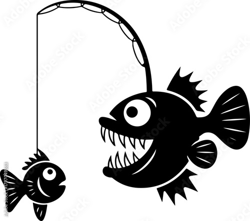 Angler fish silhouette vector illustration