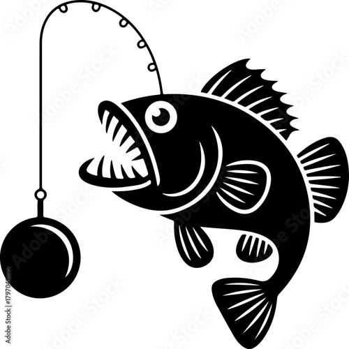 Angler fish silhouette vector illustration