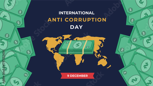 International anti corruption day flyer illustration