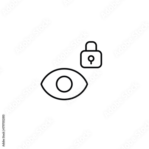 Eye and lock. Privacy mode, identity verification required. Pixel perfect, editable stroke vector icon