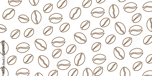 Coffee beans, seamless pattern, hand-drawn sketch, on a white background, suitable for coffee business and paper for food packaging. Vector illustration