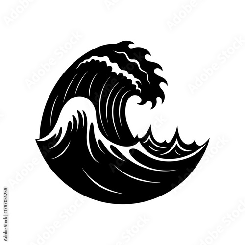 Illustration of a large ocean wave