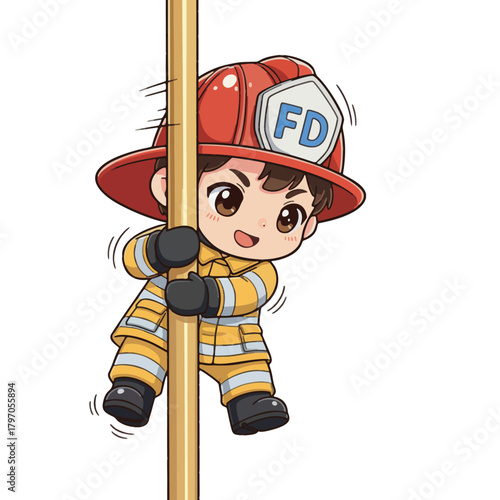 cute and adorable illustration of firefighters working to carry out their duties