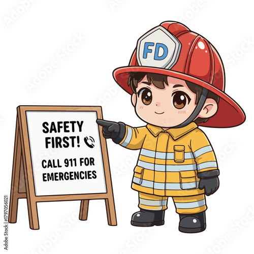 cute and adorable illustration of firefighters working to carry out their duties