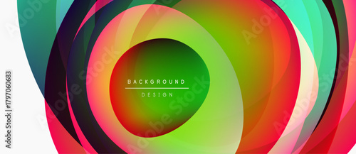Abstract concentric circles, vibrant colors blend. Modern design, dynamic composition, smooth gradients create visual impact. Background element.