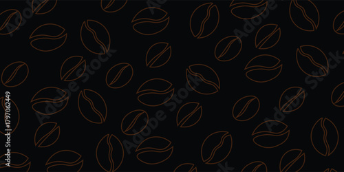 Coffee beans, seamless pattern, hand-drawn sketch, on a white background, suitable for coffee business and paper for food packaging.  eps10.