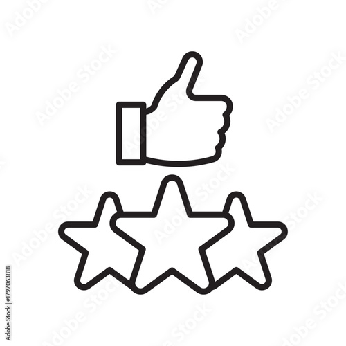Outline icon set hands holding shinning star. Best score, high quality product, experience. Customer Satisfaction Line Icon. Client Feedback, Five Stars Delivery Symbol Collection. Vector illustration