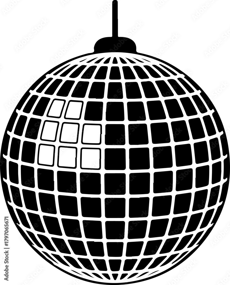 Obraz premium Disco ball silhouette vector illustration