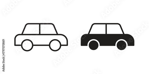 Car side view icon for template. Icon vector graphic set