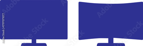 Set of Flat and Curved Television Silhouette Icons