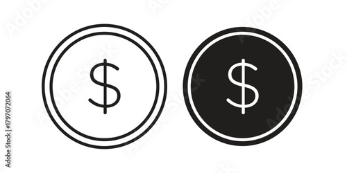 Coin icon for template. Icon vector graphic set