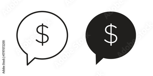 Comment dollar icon for template. Icon vector graphic set