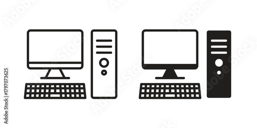 Computer icon for template. Icon vector graphic set