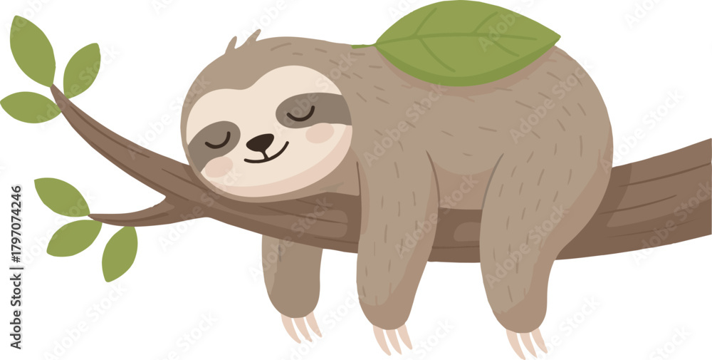 Naklejka premium Sloth Sleeping on a Branch