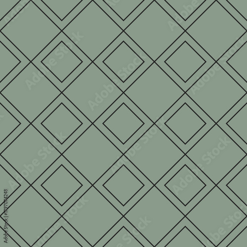 Geometric diamond pattern with thin black lines on a muted green background