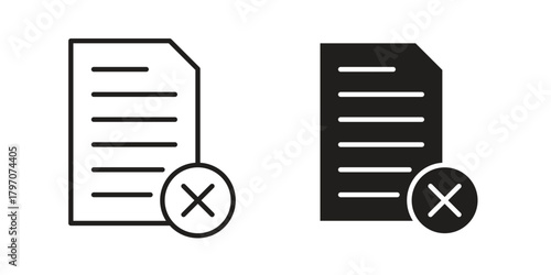Delete Document icon for template. Icon vector graphic set