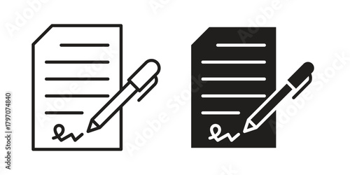 Document signed icon for template. Icon vector graphic set