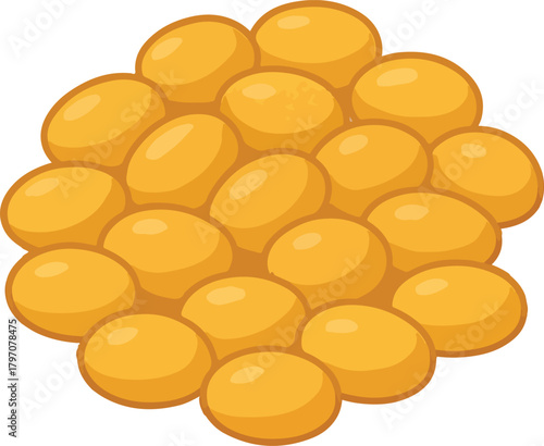 Cluster of yellow oval objects with highlights group