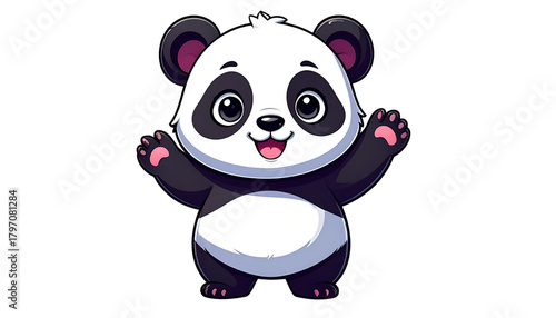 A cute panda illustration isolated on a white background, perfect for children’s designs, wildlife projects, or decorative purposes