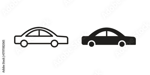 Car side view icon pictogram in trendy outline style. icon, sign or symbol.