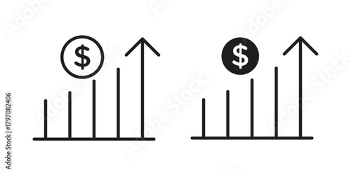 Chat arrow grow icon pictogram in trendy outline style. icon, sign or symbol.