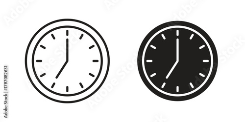 Clock seven icon pictogram in trendy outline style. icon, sign or symbol.