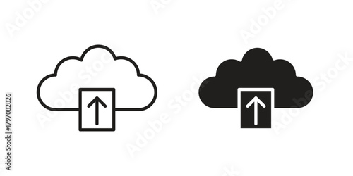Cloud upload icon pictogram in trendy outline style. icon, sign or symbol.
