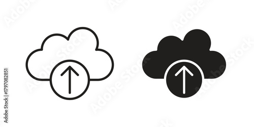 Cloud upload icon pictogram in trendy outline style. icon, sign or symbol.