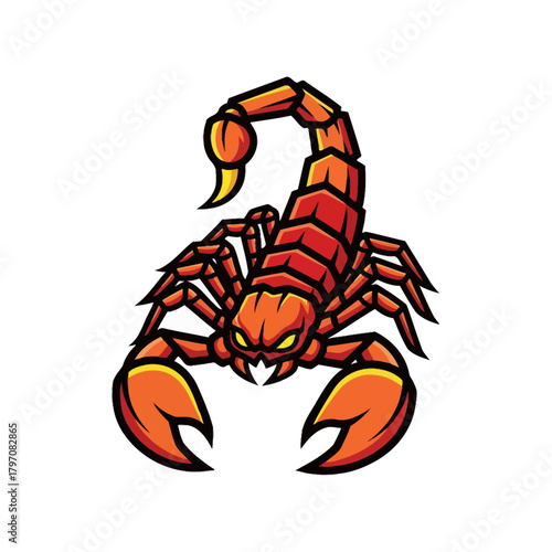 Aggressive red and orange scorpion mascot logo vector illustration for esports or team branding