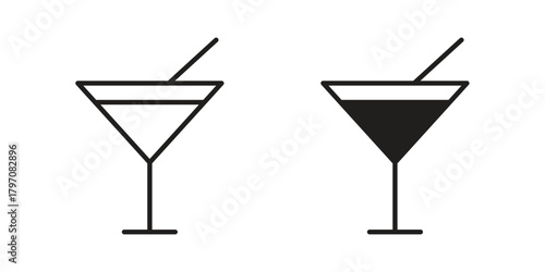 Cocktail icon pictogram in trendy outline style. icon, sign or symbol.