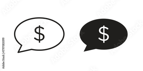 Comment dollar icon pictogram in trendy outline style. icon, sign or symbol.