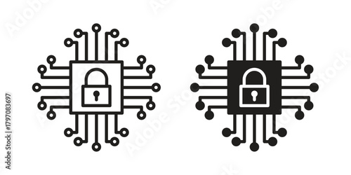 Cyber security icon pictogram in trendy outline style. icon, sign or symbol.
