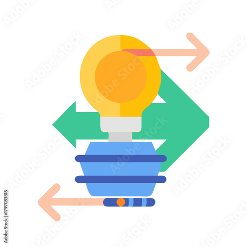 An Abstract Lightbulb with Directional Arrows Symbolizing Innovation