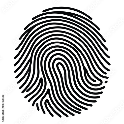 Black fingerprint pattern on white background thumbprint