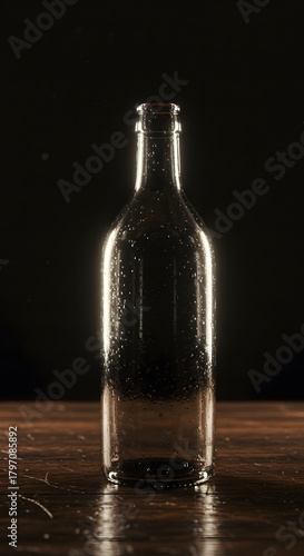 Empty Bottle on Wooden Table