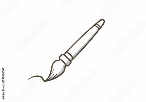 Simple hand drawn paintbrush icon making a stroke.
