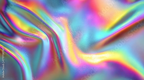 Abstract iridescent background with fluid waves of multiple colors and texture