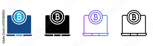 Crypto Currency Icon Multiple Style Vector Illustration
