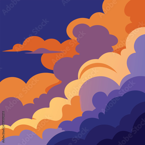 Dramatic Sunset Clouds in Deep Blue Sky orange