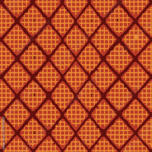 Amber red velvet Diamond Waffle Seamless Pattern Design.eps