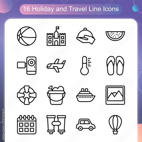 Holiday and Travel Line Style Set 2