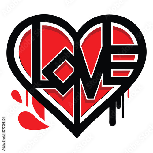 Graffiti Style Love Heart with Dripping Paint vector
