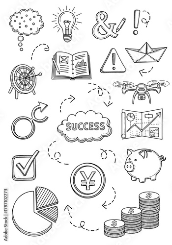 Big collection of funky hand-drawn sketchy doodle icons and essential vector elements ideal for modern design, social media posts, branding, creative projects, and informal decoration purposes