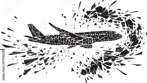 Isolated a kind of airplane during takeoff with jet trail vector silhouette symbolizing aviation travel and departure journeys