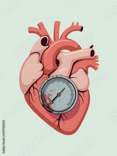 Low Blood Pressure Concept with Heart and Blood Pressure Cuff Illustration