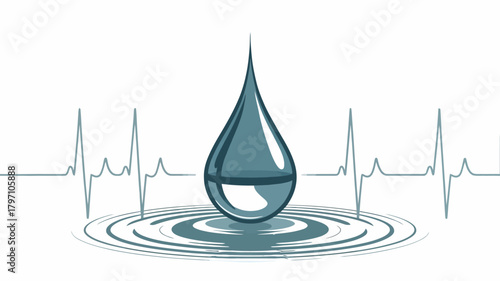 Low Blood Pressure Water and Heartbeat Symbolizing Vital Health and Wellness
