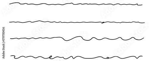 Abstract Wavy Line Pattern Background, hand drawn scribble seamless pattern background. Black power cable socket set isolated on white background